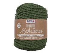 GLOREX 5 1007 15 - Cuerda de macramé de 5 mm hilo textil supersuave de 60% algodón / 40% viscosa para hacer ganchillo tricotar y anudar 500 g aprox. 85 m retorcido color oliva