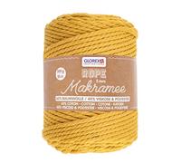 Glorex 5 1007 17 - Cuerda de macramé 500 g 5 mm longitud 85 m amarillo mostaza hilo de algodón de triple torsión 60% algodón 40% viscosa y poliéster para hacer ganchillo tricotar y anudar