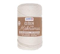 Glorex 5 1008 01 - Algodón Macramé 250 g 2 mm longitud 225 m crema hilo de algodón de triple torsión 100% algodón para ganchillo tricotar anudar y diseñar