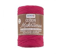 Glorex GmbH GLOREX 5 1008 36-Macramé 2 mm, 250 g, Rosa neón, 225 m de Largo, Hilo Trenzado, 100% algodón, para Hacer Ganchillo, tricotar, anudar y diseñar, Textil, Multicolor
