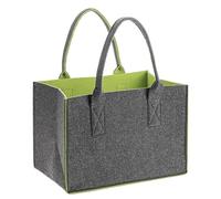 Glorex 6 1212 272 - Bolsa de fieltro de aspecto moderno aprox. 26 x 38 x 24 cm en antracita/verde bolsa de la compra para guardar y transportar comestibles fácil de limpiar