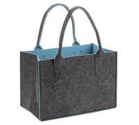 GLOREX 6 1212 273 - Bolsa de fieltro en diseño moderno, aprox. 26 x 38 x 24 cm, color antracita/azul petróleo, bolsa de la compra para guardar y transportar alimentos, fácil de limpiar