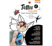 GLOREX 6 1241 600 - Láminas de tatuaje, 2 piezas de papel A4, para crear rápida y fácilmente su propio tatuaje DIY, para impresoras láser, copiadoras e impresoras de inyección de tinta