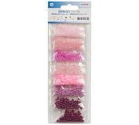 Glorex 6 1630 161 - Rocailles Mix en rosa, bonita mezcla de perlas en diferentes tonos de rosa, 40 g, 8 colores empaquetados individualmente, para crear joyas, animales de perlas y otros accesorios