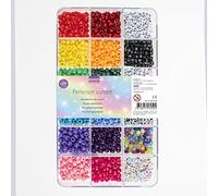 Glorex 6 1630 220 - Juego de cuentas de plástico con formas y letras variadas aprox. 1200 cuentas de colores para bisutería ideal para enhebrar en pulseras y collares