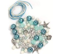 Glorex 6 1631 006 - Kit de perlas blanco-plata-turquesa