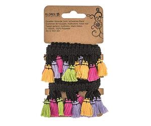 GLOREX 6 1631 201 - Guirnalda con borlas (1 m), color negro