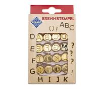 Glorex 6 1671 004 - Juego de hierro de marcar Pebaro 16 piezas con letras de la A a la L de latón para atornillar para hierros de marcar Pebaro marcar sobre madera cuero corcho