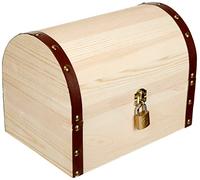 Glorex 6 2003 350-Cofre Cerradura de Madera Aprox. 27 x 18 x 20 cm FSC Mix Cofre del Tesoro Natural para Pintar Pegar y Decorar, Pino, Wood-Coloured