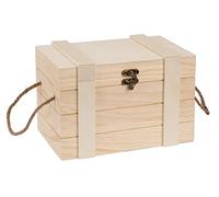 Glorex 6 2003 360 - Cofre del Tesoro de Madera de Pino con Asas y Cierre Aprox. 24 x 165 x 155 cm para Decorar y Guardar Joyas