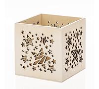 Glorex 6 2003 402-Farolillo con Motivo de Estrella Aprox. 10 x 10 x 10 cm álamo Ideal como decoración de Mesa, Madera, Multicolor, One Size