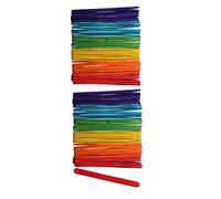Glorex 6 2200 681 Madera para manualidades de madera de abedul lacada de colores, en forma de palitos de hielo, aprox. 11,4 cm de largo con extremos redondeados, 100 unidades, versátil para manualidades, 1 cm