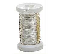 Glorex 6 2220 109 - Alambre de Plata con Alma de Cobre Plateado 04 mm x 40 m en Bobina para Manualidades Atar arreglos Florales y Coronas o Hacer bisutería