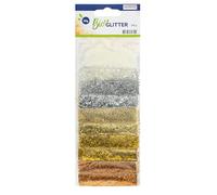 Glorex 6 2820 451-Purpurina orgánica Mixta, 20 g en Total, 2 x 5 Colores, Cada uno en Purpurina Gruesa y Fina, de celulosa, para Decorar Tarjetas de felicitación y Manualidades, Cellulose, Multicolour