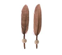 GLOREX 6 3822 224 - Plumas con perla de madera (6 unidades) marrón 13-14 cm