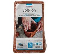 Glorex 6 8075 337 - Terracota Blanda 2500 g Arcilla Natural Especialmente Blanda y Flexible endurecible al Aire y Apta para hornos Muy Adecuada para niños