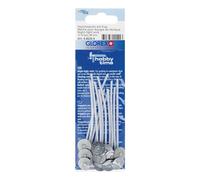 Glorex 6 8620 9 mechas para Vela envueltas en Cera, con pie, Longitud 80 mm, 12 Unidades, Algodón, Blanco, 80mm