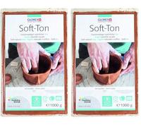 Glorex - Arcilla blanda, terracota, se endurece con aire o fuego, gres, terracota, 1000 g (Paquete de 2)