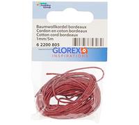 GLOREX Cordón de algodón 1 mm/5 M, algodón, Burdeos, 8.5 x 5.5 x 1 cm