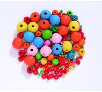 GLOREX Cuentas de Madera de Mezclar Bolas Multicolor Lunares, Madera, Multicolor, 6.5 x 8 x 1 cm