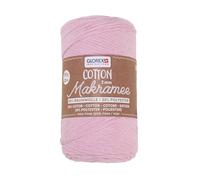 Glorex GmbH GLOREX 5 1008 30 Macramé 2 mm, 250 g, Rosa, Longitud 225 m, Hilo Triple torsión, 100% algodón, para Ganchillo, tricotar, anudar y diseñar, Textil, Multicolor