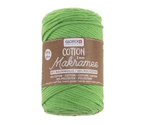 Glorex GmbH GLOREX 5 1008 37 Macramé 2 mm, 250 g, Verde Neón, 225 m de Largo, Hilo Trenzado, 100% algodón, para labores de Ganchillo, tricotar, anudar y diseñar, Textil, Multicolor