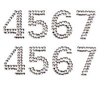 GLOREX P y D Números 25 mm 4 - 7 Crystal, Auto-Adhesivos, plástico, Plata, 14,5 x 8.6 x 0.2 cm