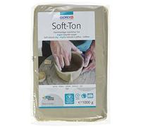 Glorex- Soft-Ton Weiss 1000g 201-Arcilla Blanca Arcilla Natural Especialmente Blanda y Flexible endurecible al Aire y Apta para hornos Muy Adecuada para niños, Color White, 1000 g (6 8075 201)