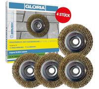 Gloria Juego de 4 cepillos para juntas de alambre de acero, accesorios originales, cepillos de repuesto para MultiBrush y WeedBrush, cepillo de alambre/cepillo de latón para limpieza de juntas, 11 cm
