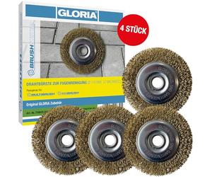 GLORIA Juego de 4 Cepillos para Juntas de Acero | Recambio Original Ø11cm para MultiBrush y WeedBrush | Desherbado, Antimusgo y Limpieza de Juntas | Accesorio para Limpiadores Eléctricos | 4 Piezas