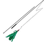Gloria - Juguete para Gatos - Juguete de Gatos Interactivo - Accesorio para Gatos - Modelo Polux - Tamaño 85 cm - Color Verde - Diseño en Forma de Caña - Decoración con Plumas y Cascabel