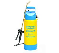GLORIA Pulverizador a Presión primex 5 | Bomba con Lanza de Latón de 50cm | Capacidad 5L | Presión de 3 bar | Conexión para compresor | Base estable | Ideal para huerto urbano y frutales