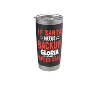 Gloria Santa's Backup Nombre personalizado de Navidad de Gloria Vaso térmico de acero inoxidable de doble pared