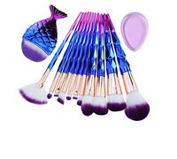 Glorica Juego de brochas de maquillaje sintéticas profesionales con mango de diamante con cola de pez grande para base de maquillaje, colorete, corrector, ojos, cara, labios, brochas para polvo, crema