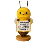 Glorihoby Teacher Appreciation Gift Crochet Bee, Cute Handmade Crochet Bee, Hand Weave Bees Toy Decor with Inspiring Card, Mini Cute Encourage Bees Gift for Teacher Day,Graduation (A)