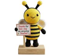 Glorihoby Teacher Appreciation Gift Crochet Bee, Cute Handmade Crochet Bee, Hand Weave Bees Toy Decor with Inspiring Card, Mini Cute Encourage Bees Gift for Teacher Day,Graduation (F)