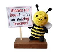 Glorihoby Teacher Appreciation Gift Crochet Bee, Cute Handmade Crochet Bee, Hand Weave Bees Toy Decor with Inspiring Card, Mini Cute Encourage Bees Gift for Teacher Day,Graduation (C)