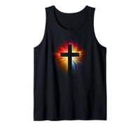 Gloriosa Cruz de Color Radiante de Jesucristo Fe Cristiana Camiseta sin Mangas
