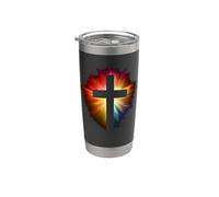 Gloriosa Cruz de Color Radiante de Jesucristo Fe Cristiana Vaso térmico de acero inoxidable de doble pared