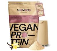GLORIOSO Proteína Vegana Ecológica Sin Azúcar Ni Lactosa Sin Gluten con DigeZyme® Bajo en Carbohidratos Vegan Protein Powder Batido con Mezcla a Base de Guisantes Arroz y Calabaza Sabor Vainilla 400g