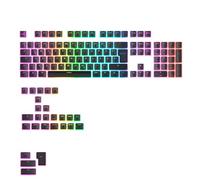 Glorious Gaming - Teclas GPBT Aura RGB: capuchones Estilo Pudding translúcido en Negro, PBT Doble inyección, para teclados mecánicos Custom de formatos 100%, 75%, 65%, 60%, distribución QWERTZ alemán
