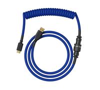 Glorious Gaming - Cable Espiralado Premium para Teclados: USB-A a USB-C, Chapado en Oro, antienredos, Funda Doble Trenzada, Conector Aviador de 5 Pines, Cobalt Blue