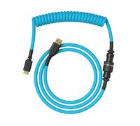 Glorious Gaming - Cable Espiralado Premium para Teclados: USB-A a USB-C, Chapado en Oro, antienredos, Funda Doble Trenzada, Conector Aviador de 5 Pines, Electric Blue