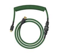 Glorious Gaming - Cable Espiralado Premium para Teclados: USB-A a USB-C, Chapado en Oro, antienredos, Funda Doble Trenzada, Conector Aviador de 5 Pines, Forest Green