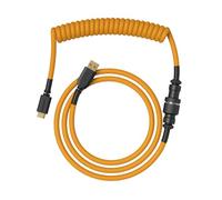 Glorious Gaming - Cable Espiralado Premium para Teclados: USB-A a USB-C, Chapado en Oro, antienredos, Funda Doble Trenzada, Conector Aviador de 5 Pines, Glorious Gold