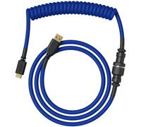 GLORIOUS Cable Espiral Premium Trenzado para Teclados USB-C (Negro) | Funda doble altamente duradera, conector aviador metálico de cinco pines, formato antienredos paralelo al escritorio limpio