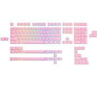 Glorious Gaming 145 keycaps Aura V2 - Pudding, aptos con RGB, fuentes y laterales transparentes, PBT para más durabilidad y acústica, compatibles con mecanismos MX, distribución de EE.UU - Rosa