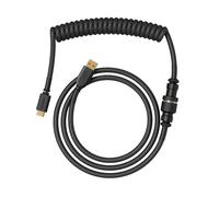 Glorious Gaming - Cable Espiralado Premium para Teclados: USB-A a USB-C, Chapado en Oro, antienredos, Funda Doble Trenzada, Conector Aviador de 5 Pines, Phantom Black