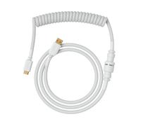 Glorious Gaming - Cable Espiralado Premium para Teclados: USB-A a USB-C, Chapado en Oro, antienredos, Funda Doble Trenzada, Conector Aviador de 5 Pines, Ghost White