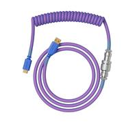 Glorious Gaming - Cable Espiralado Premium para Teclados: USB-A a USB-C, Chapado en Oro, antienredos, Funda Doble Trenzada, Conector Aviador de 5 Pines, Nebula